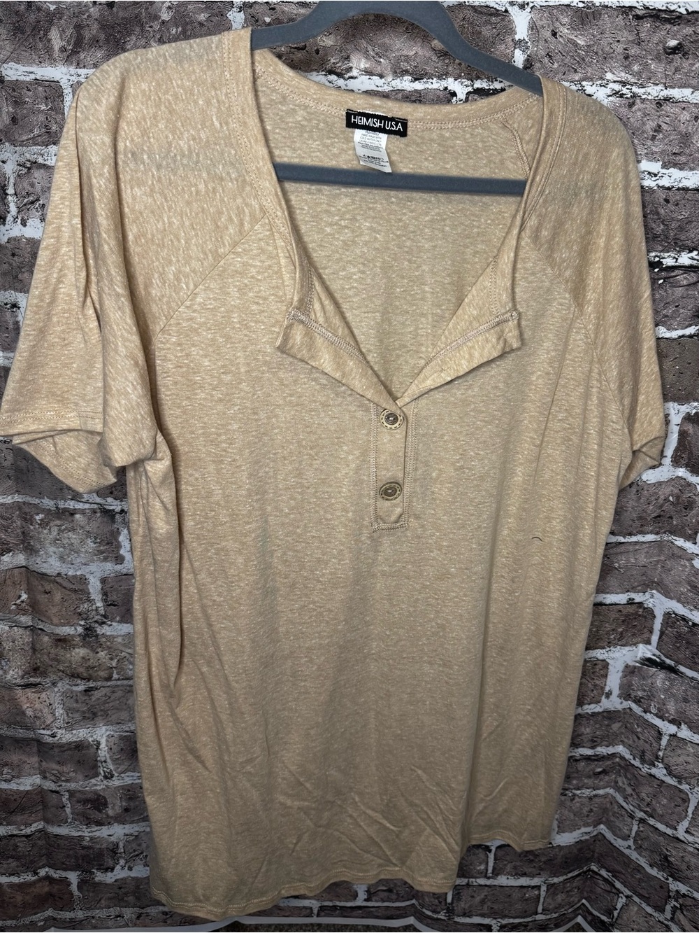 HEIMISH USA Beige Crewneck Tee